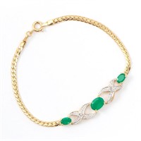 Plated 18KT Yellow Gold 1.80ctw Green Agate and Di