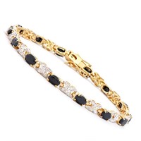 Plated 18KT Yellow Gold 8.25ctw Black Sapphire and