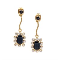 Plated 18KT Yellow Gold 2.05ctw Black Sapphire and