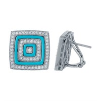 14KT White Gold 1.06ctw Turquoise and Diamond Earr