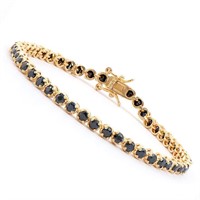 Plated 18KT Yellow Gold 6.45ctw Black Sapphire and