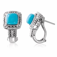 14KT White Gold 3.07ctw Turquoise and Diamond Earr