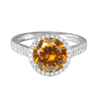 14KT White Gold 8.51ct Citrine and Diamond Ring