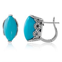 14KT White Gold 13.48ctw Turquoise and Diamond Ear