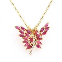 Plated 18KT Yellow Gold 4.05ctw Ruby and Diamond P