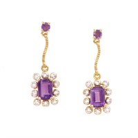 Plated 18KT Yellow Gold 1.79ctw Amethyst and Diamo
