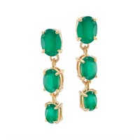 Plated 18KT Yellow Gold 4.00ctw Green Agate Earrin