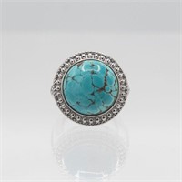 Lab Created 16 Ct Sterling Silver Round Turquoise