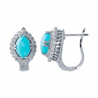 14KT White Gold 4.12ctw Turquoise and Diamond Earr