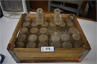 Vintage Crate of Small Milk Bottles