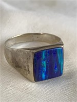 Sterling Silver & Opal Ring Sz 8