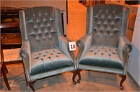 SET OF 2 BLUE ARM CHAIRS