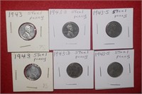 Two Sets of 1943 Steel Pennies w/ P-D-S Mints