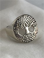 Sterling Silver Tree of Life Ring  Sz 6.5