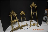 Three Vintage Brass Easels