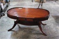 Oval Mahogany Wood Coffee Table 38" Long -