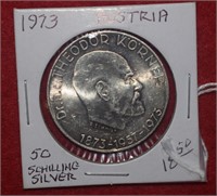 1973 Austria Silver 50 Schilling  ASW 0.5787oz