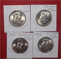 (4) 1955 Franklin Half Dollars