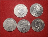 (5) Eisenhower Dollars 1971-D to 1974-D Mix