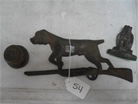 SCALE WEIGHTS, METAL FIGURINE & DOG WALL HANGING