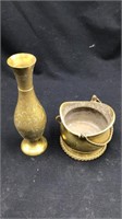 Brass vase and bowl