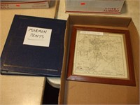 MORMON PRINTS IN BINDER AND FRAMED MAP