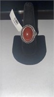 Red Onyx Color German Silver Ring
