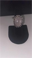 Rose Quartz Color German Silver Ring