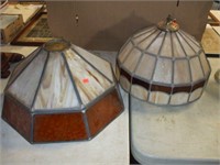 2 VINTAGE LEADED GLASS LAMP SHADE