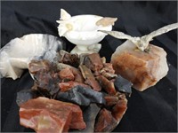 Various mineral carvings/ashtray