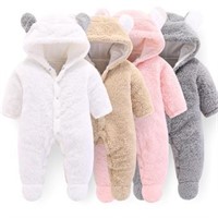 Baby Boy/Girl Bear Design Winter Hooded Jumpsuit