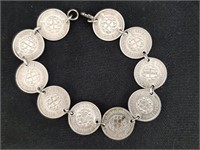 Silver Great Britian Three Pence Coin Bracelet