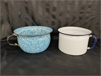 Vintage Enamel Pots with Handles - no lids