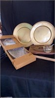 Walnut Serving Cracker Tray, Two Chargers, &