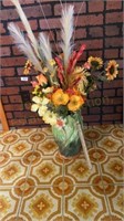 Vase & Floral Arrangement (Vase Approx. 14" Tall)