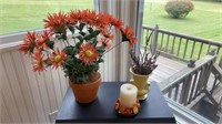 Vase, Candle, & Floral Arrangement