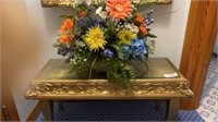 Small Glass Top Table & Floral Arrangement