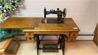 Antique Mongomery Ward Treadle Sewing Machine w/