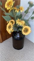 Vintage Painted Milk Can, Aritificial Sunflowers,&