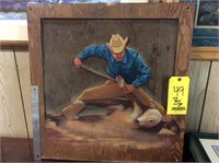 Carved Wood Cowboy Picture