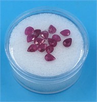 Container of 5.12 cts of faceted rubies