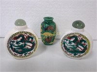 Chinese Snuff Bottles with Jade Lids