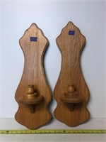 2 Wooden Wall Sconce Candlestick Holders