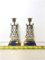 Set of Two Asian Style Gold Color Candlesticks