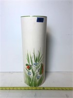 19" x 7" Tall White Ceramic Vase, Hand painted