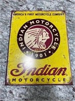 Indian Motorcycle Yellow Metal Sign