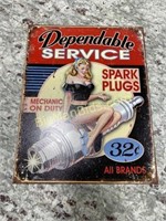 Dependable Service Spark Plugs Metal Sign