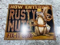 Rusty Nuts Fix-It Shop Metal Sign