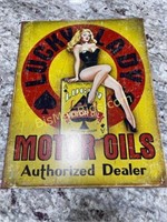 Lucky  Lady Motor Oils Metal Sign