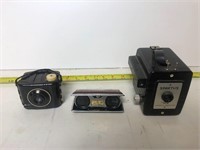2 Vintage Cameras and Pocket Binoculars